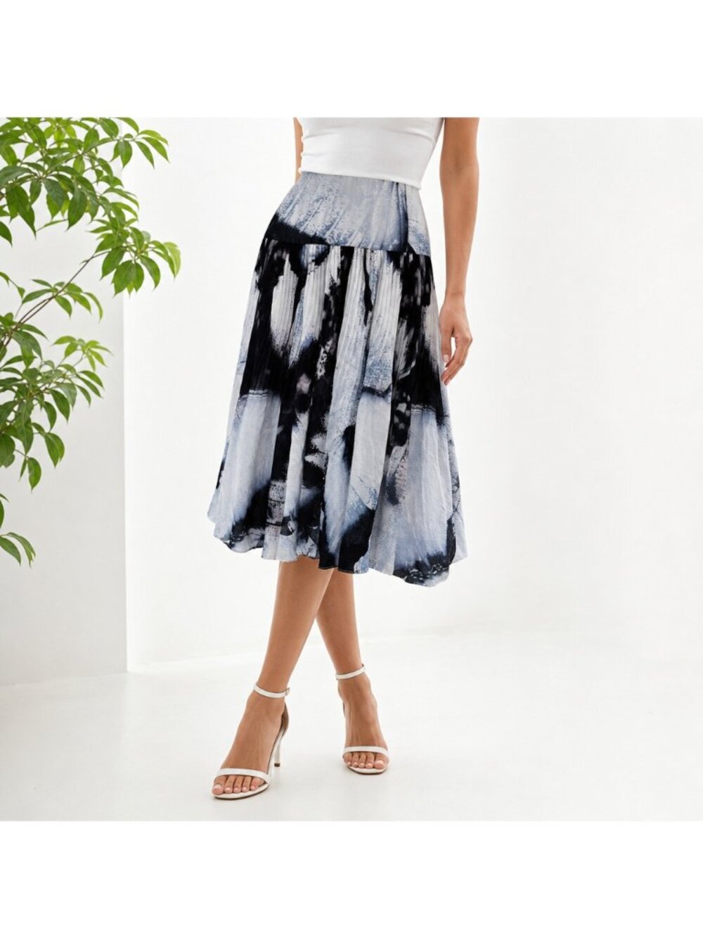 Katharine Kidd Silk Pleated Midi Skirt NWT $325 Sz 10 Executive Art‑Print Luxe - Picture 11 of 11